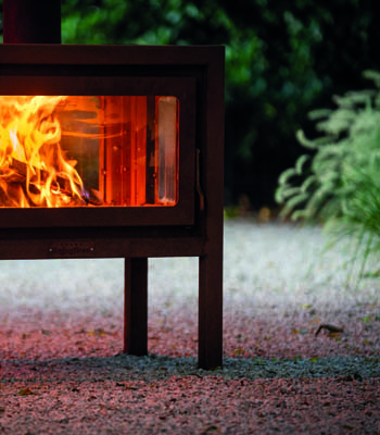 cortenstaal kachel buiten