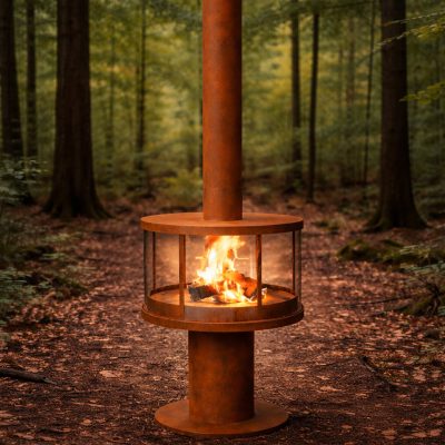 Enjoyfires doorkijkhaard Hierro - cortenstaal sfeerfoto